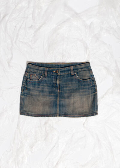 Reworked Vintage Y2K Denim Micro Skirt in Mud Wash Blue