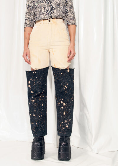 Reworked Vintage Jeans 80s Reconstructed Cut-out Denim Pants
