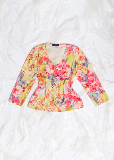 Vintage Y2K Butterfly Top in Pink Yellow