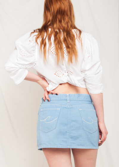Vintage Crocker Denim Skirt Y2K Low Rise Mini in Pastel Blue