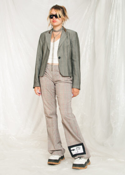 Vintage Flare Trousers Y2K Reworked Preppy Weird Face Pants