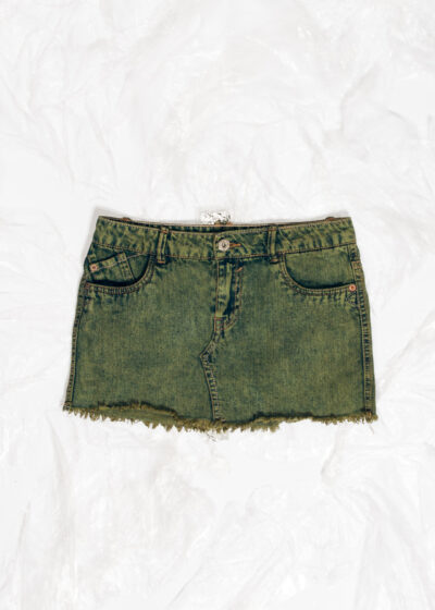 Reworked Vintage Y2K Denim Micro Skirt in Mud Wash Green