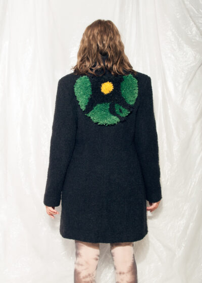 Vintage Coat 90s Reworked Tuft Wool Jacket in Black