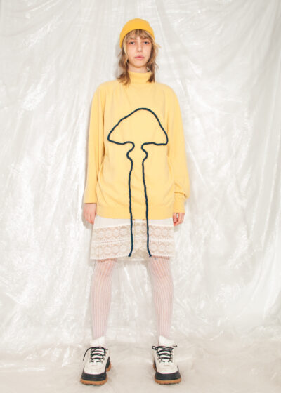 Vintage Knit Jumper 80s Reworked Cashmere Mushroom Sweater