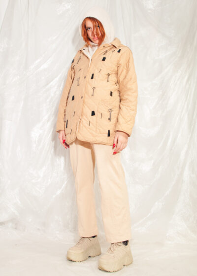 Vintage Quilt Coat Y2K Reworked Lost and Found Key Jacket