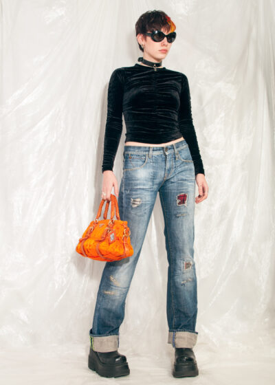 Vintage Miss Sixty Jeans Y2K Patched Flare Denim Pants