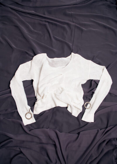 Vintage Jumper Y2K Reworked Reconstructed Top in White