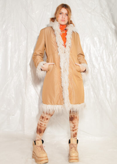Vintage Y2K Shaggy Faux Fur Shearling Coat