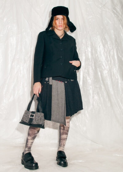 Vintage Blazer 70s Minimalist Preppy Wool Jacket in Black