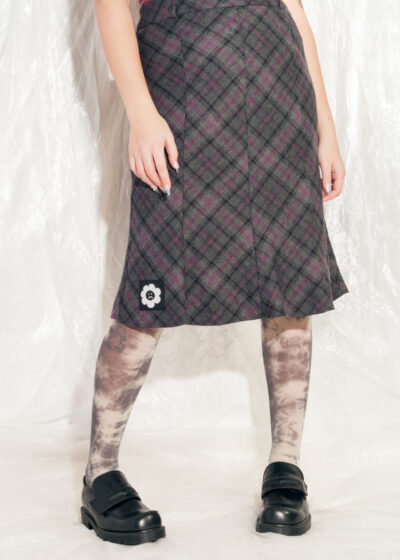 Vintage Skirt Y2K Reworked Preppy Midi in Purple Plaid