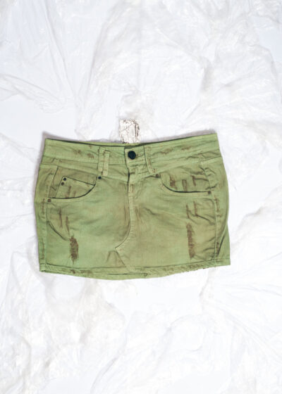 Reworked Y2K Denim Micro Skirt in Green