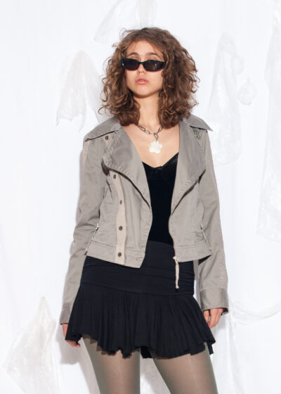 Vintage Y2K Diesel Racing Jacket in Grey