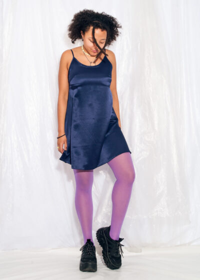 Vintage Slip Dress Y2K Satin Mini in Blue