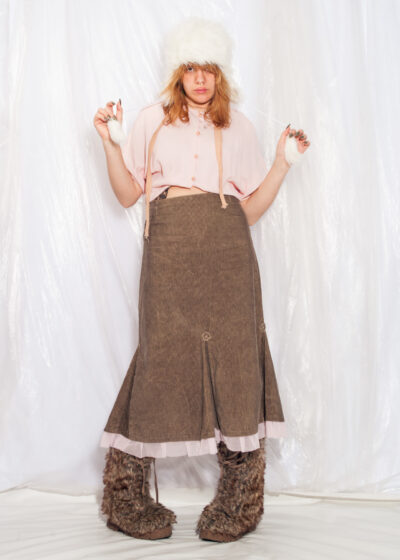 Vintage Skirt Y2K Fairycore Maxi in Brown Corduroy