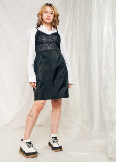Vintage Slip Dress 50s Lace Lingerie Party Mini in Black