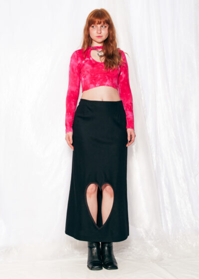 Vintage Skirt 90s Reworked Heart Cut Out Maxi in Black