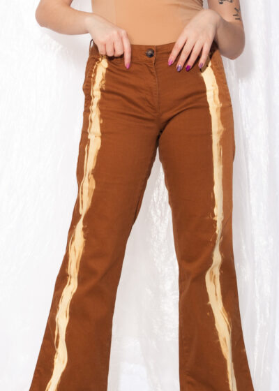 Vintage Flare Trousers Y2K Reworked Hand Painted Pants