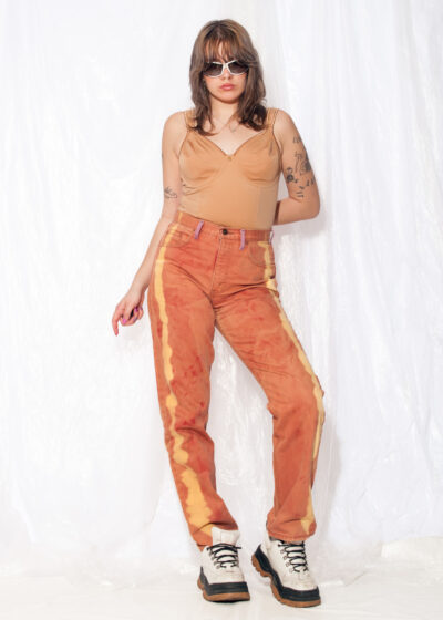 Vintage Levi's Jeans 80s Reworked Denim Pants in Orange