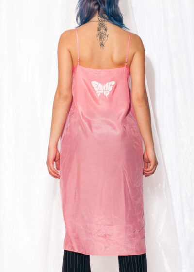 Vintage Slip Dress Y2K Reworked Butterfly Print Midi in Pink