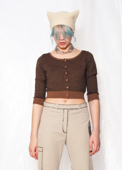 Vintage Adolfo Dominguez Crop Cardigan Y2K Preppy Top