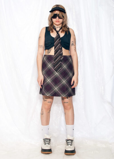 Vintage Skirt Y2K Punk Plaid Mini in Purple