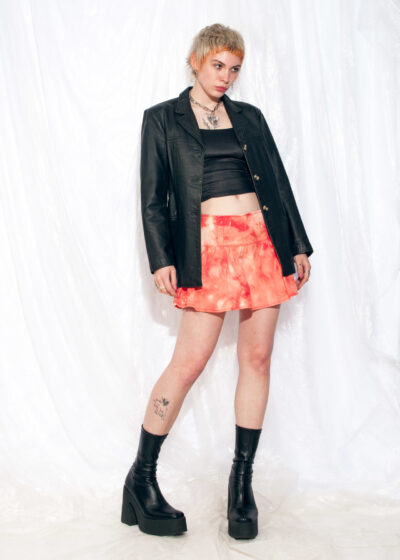 Vintage Leather Jacket 90s Matrix Preppy Coat in Black