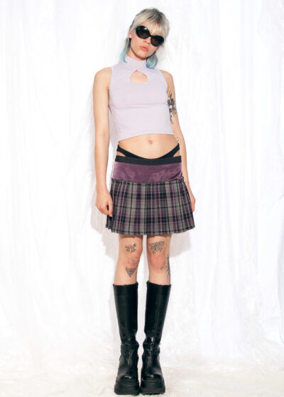 Vintage Skirt Y2K Pleated Punk Mini in Purple Plaid