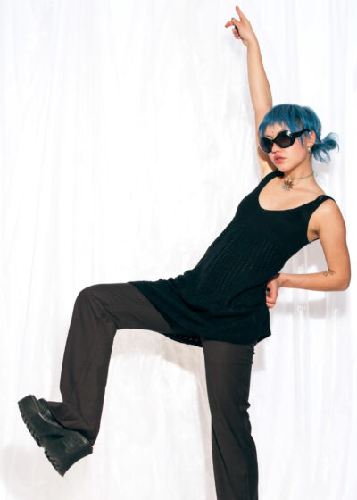 Vintage Y2K Knitted Dress in Black Wool