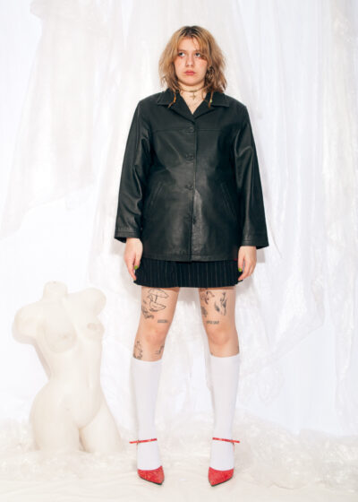 Vintage Leather Jacket 90s Matrix Coat in Black