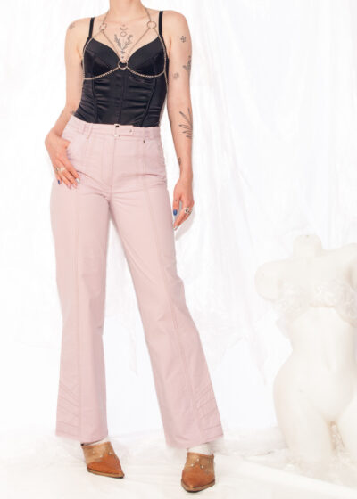 Vintage Y2K Biba Flare Trousers in Pastel Pink