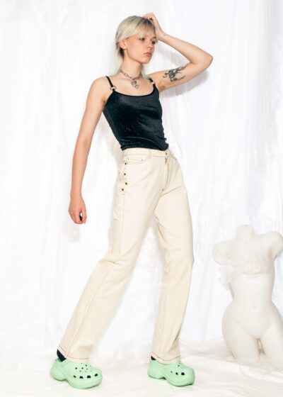Vintage Y2K Flare Jeans in Off White
