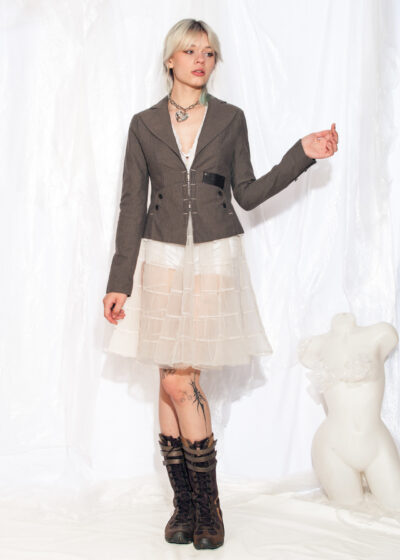 Vintage Y2K Fitted Blazer Steampunk Grey