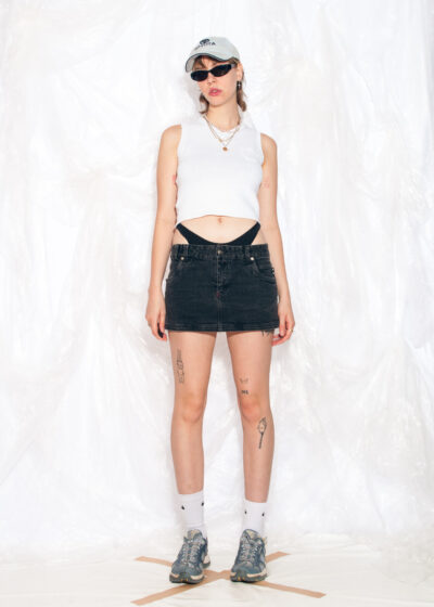 Vintage Y2K Emily the Strange Mini Skirt in Black Low-Rise
