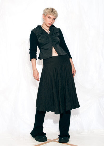 Vintage Y2K Morgan de Toi Midi Skirt in Black Whimsical