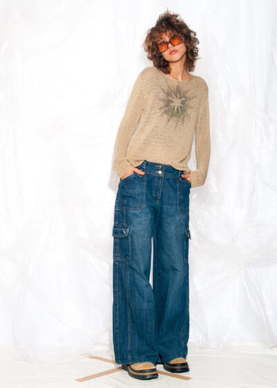 Vintage 90s Wide-leg Jeans in Blue Cargo