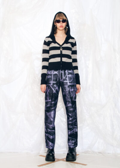 Vintage 90s Cargo Trousers in Purple Reworked Hand Painted