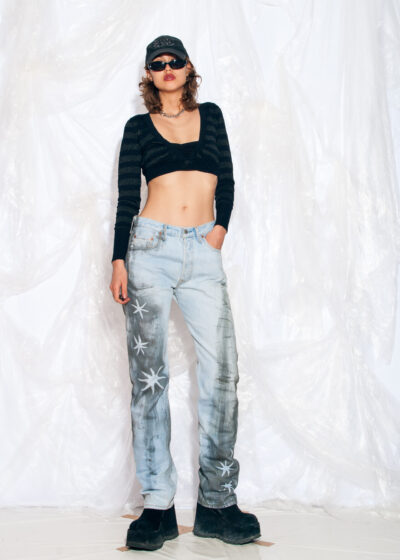 Vintage 90s Reworked Levi's Jeans in Blue Hand-Painted