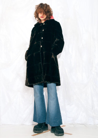 Vintage 70s Winter Coat in Brown Faux Fur