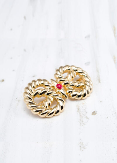 Vintage brooch 80s gold plated pretzel pin