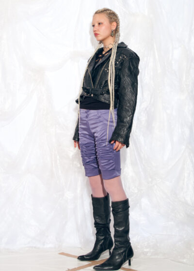 Vintage 80s Studded Leather Biker Jacket in Black