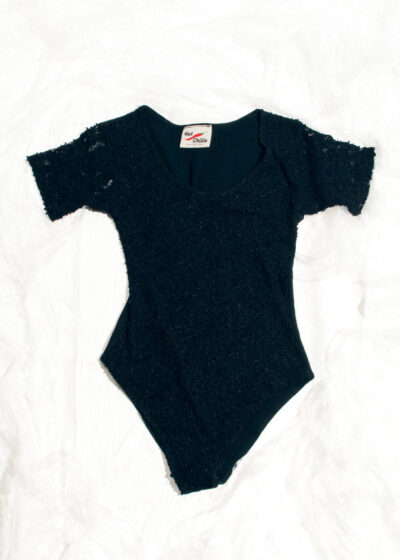 Vintage 90s Bodysuit in Black Lace