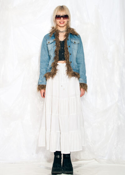 Vintage Y2K Denim Jacket with Faux Fur Lining