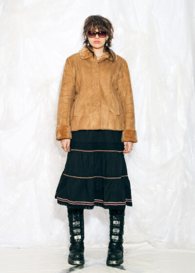 Vintage Y2K Faux Shearling Jacket in Brown