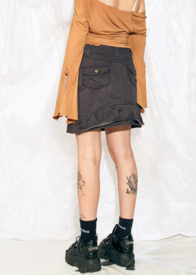 Vintage Y2K Cargo Skirt in Grey Denim