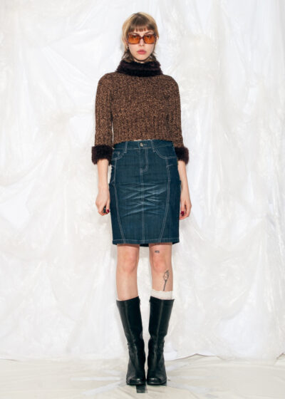 Vintage Y2K Denim Skirt in Blue Stonewashed