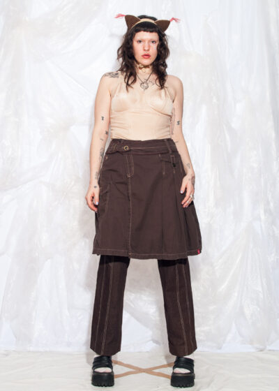 Vintage Y2K Cargo Skirt in Brown Cotton