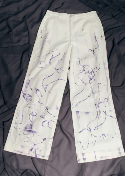 Vintage 90s Reworked Flare Pants in Hand Painted Purple