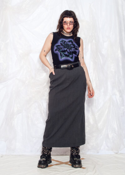 Vintage Y2K Cargo Maxi Skirt in Grey
