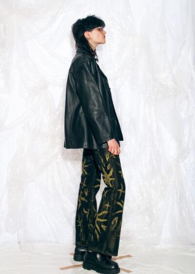 Vintage Y2K Boyfriend Leather Coat in Black