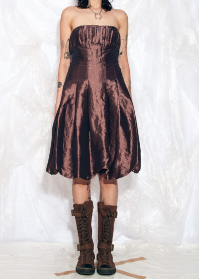 Vintage Y2K Bubble Dress in Bronze
